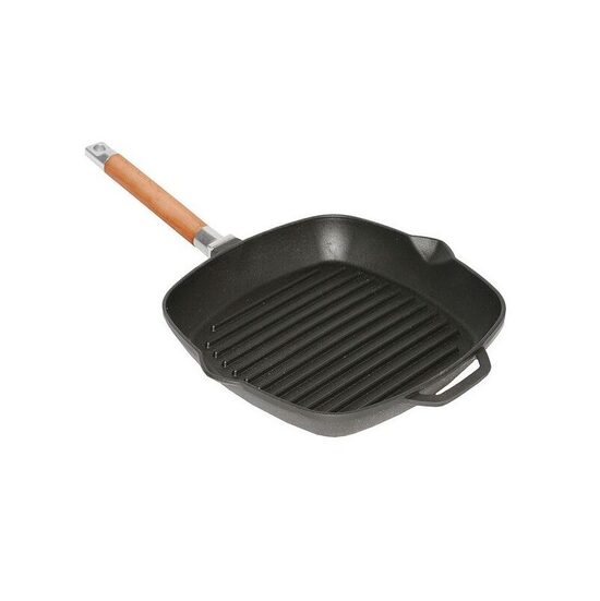 Grilpanna čuguna ar noņemamu rokturi 240x240x40 mm